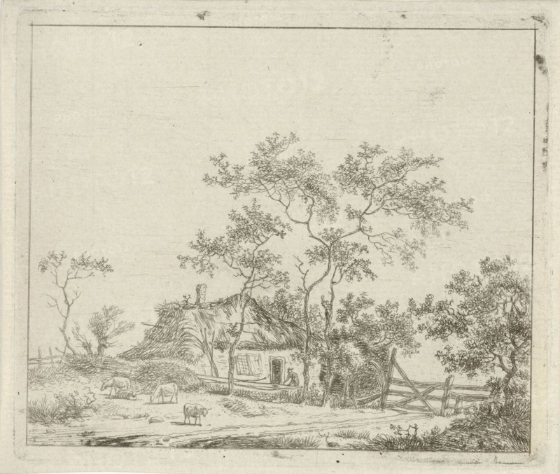 House with four sheep, Hermanus Fock, 1781-1822