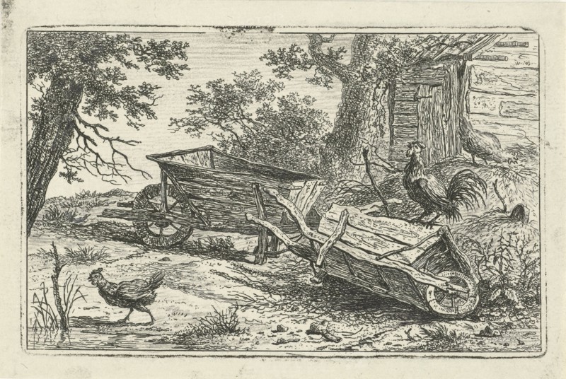 Two wheelbarrows, Hermanus Fock, 1781 - 1822
