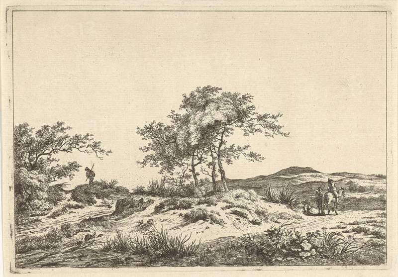 Landscape with rider and pedestrian, Hermanus Fock, 1781 - 1822
