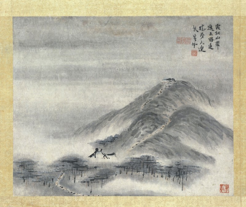 Painting,  art of Chinese finger painting, landscape China, Gao Qipei, 1700 - 1750