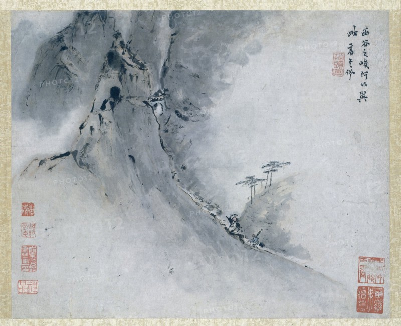 Painting, art of Chinese finger painting, landscape China,  Gao Qipei, 1700 - 1750