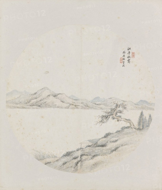 Album page, chinese painting. landscape in China,  Hui Nian, 1850 - 1900