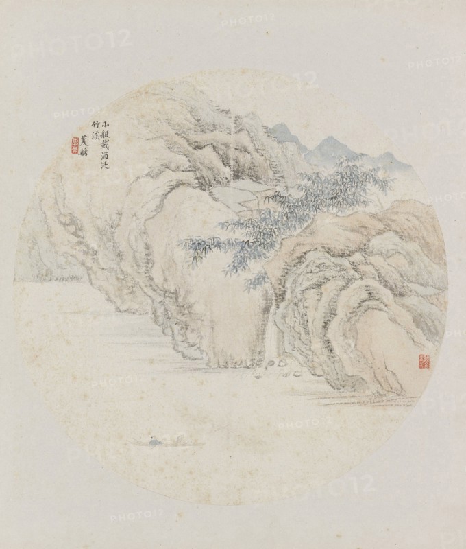 Album page, chinese painting. landscape in China,  Hui Nian, 1850 - 1900