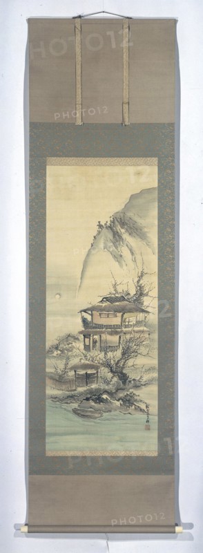 A man looks out the window at the moon, Kishi Ganku, 1800 - 1825, scroll painting China