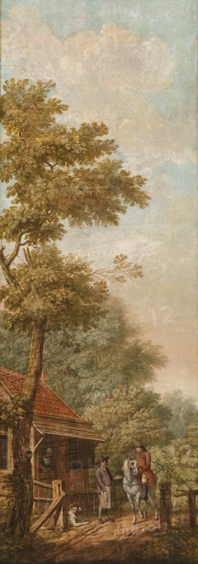 Three wall hangings with a Dutch landscape, attributed to Jurriaan Andriessen, 1776