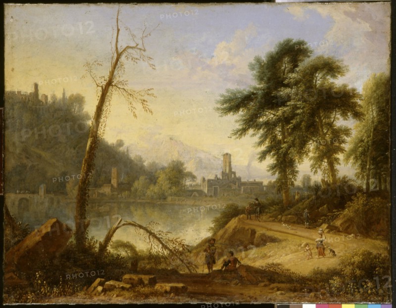 Italian Landscape with muleteer, Nicolaes Piemont, c. 1690 - in or before 1709