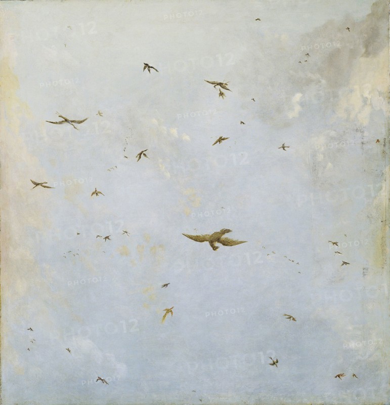 Dolls-house Ceiling-Painting of a Cloudy Sky with Birds, attributed to Nicolaes Piemont, c. 1690 - c. 1709