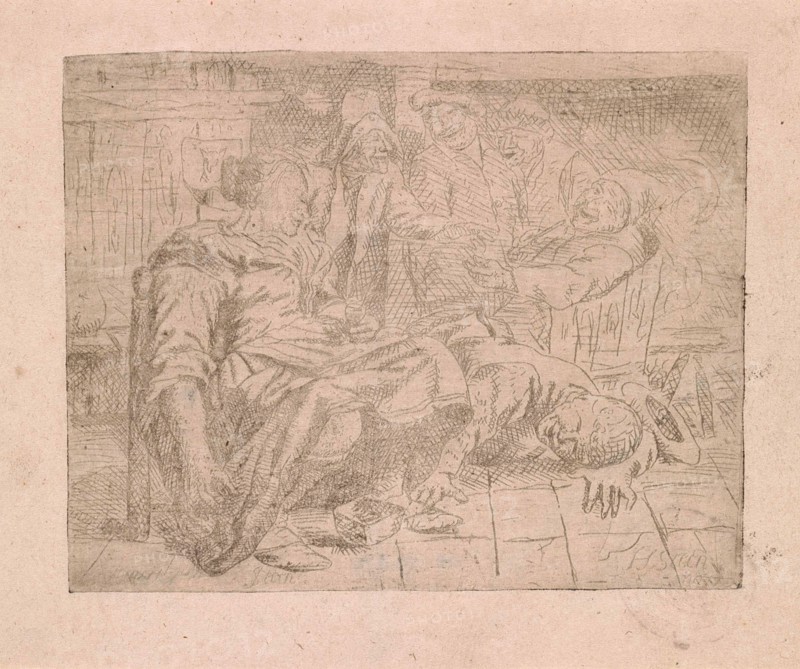 Tavern with smiling companion, Anonymous, 1635 - 1729