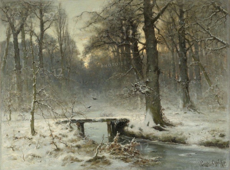 A January evening in the Haagse bos, The Netherlands, Louis Apol, 1875