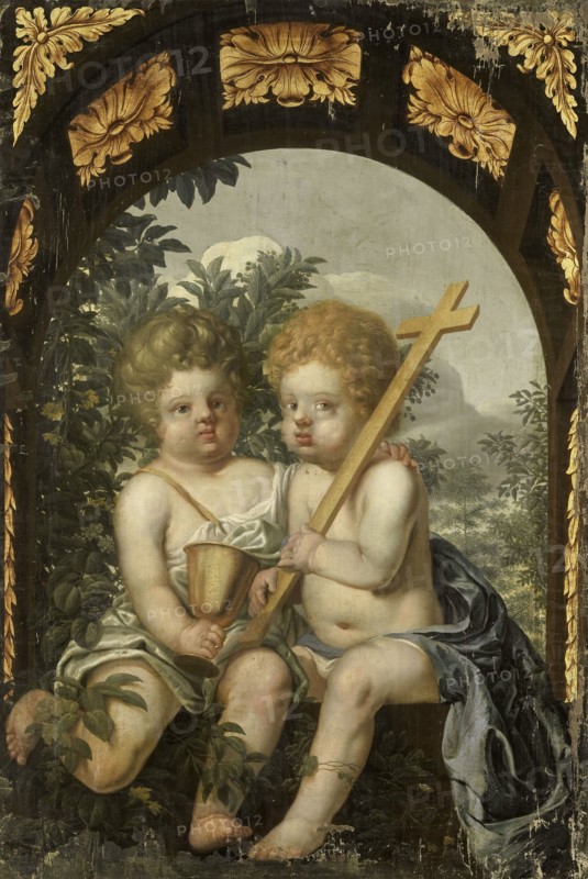 Christian Allegory with two Children with Cross and Chalice, Anonymous, 1650 - 1699