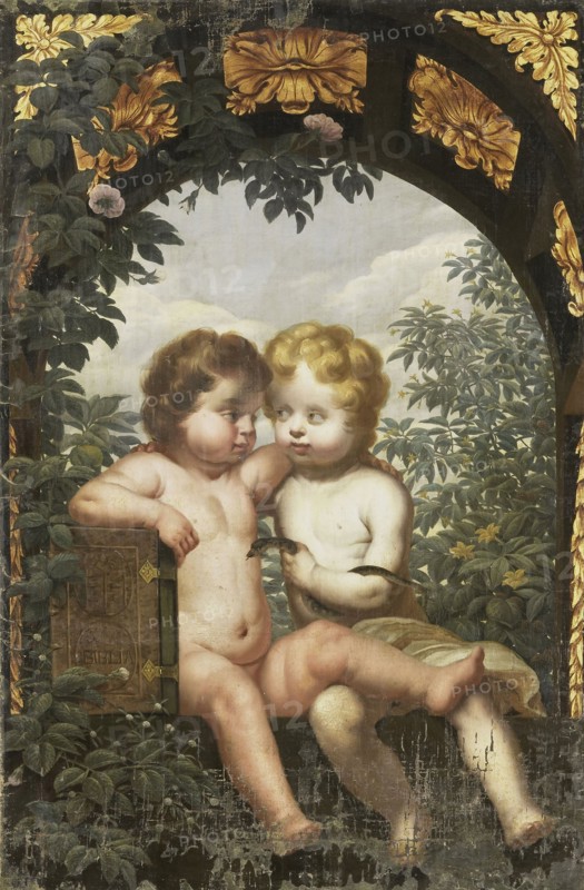 Christian Allegory with two Children with a Bible and Snake, Anonymous, 1650 - 1699