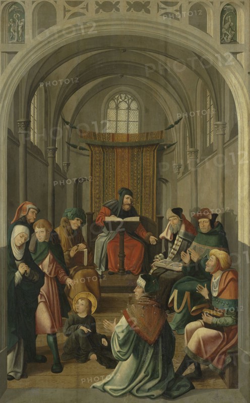 Panel of an Altarpiece with Dispute with the Doctors, on verso is Appearance of Christ to his Mother, attributed to Master of Alkmaar, c. 1520 - c. 1535