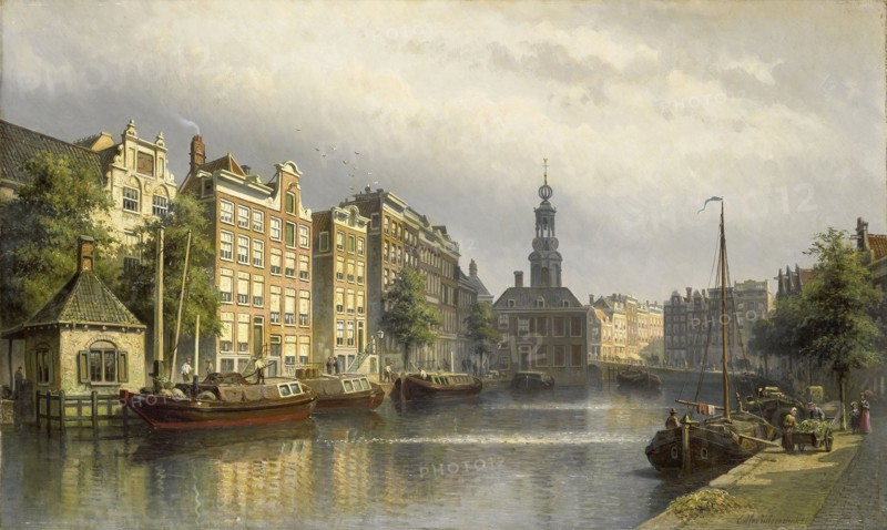 The Singel, Amsterdam The Netherlands, looking towards the Mint., Eduard Alexander Hilverdink, 1884 - 1886