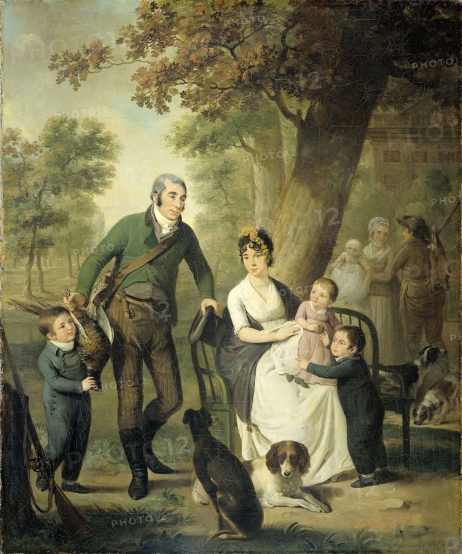 Family Portrait of Jonkheer Gysbert Carel Rutger Reinier van Brienen van Ramerus, his Wife and Children at his Estate of Crailo, Adriaan de Lelie, 1804