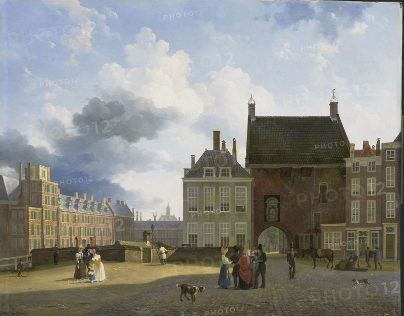 De Gevangenpoort and the Plaats of The Hague, The Netherlands, Pieter Daniel van der Burgh, 1825 - 1860