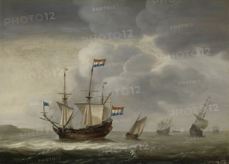 Ship off the Coast, Jacob Gerritz. Loef, 1620 - 1670