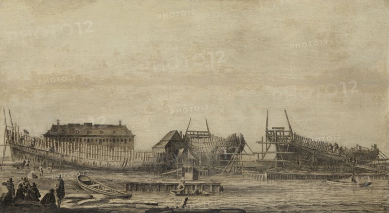 Shipyard of the Admiralty of Amsterdam, The Netherlands, Ludolf Bakhuysen, 1655 - 1660