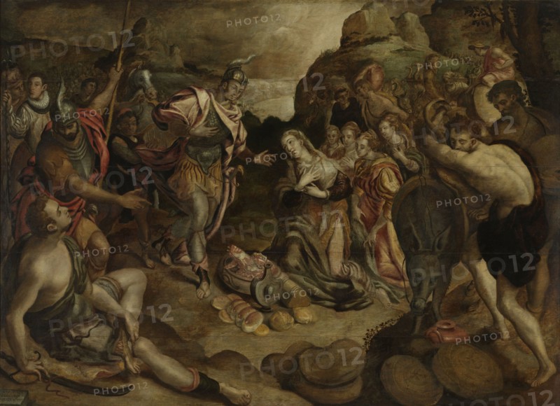 Meeting between David and Abigail, Christiaen Jansz. van Bieselingen, 1583