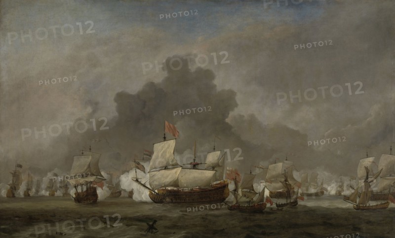 Naval Battle between Michiel Adriaensz de Ruyter and the Duke of York on the Royal Prince during the Battle of Solebay, 7 June 1672, Willem van de Velde (II), 1691