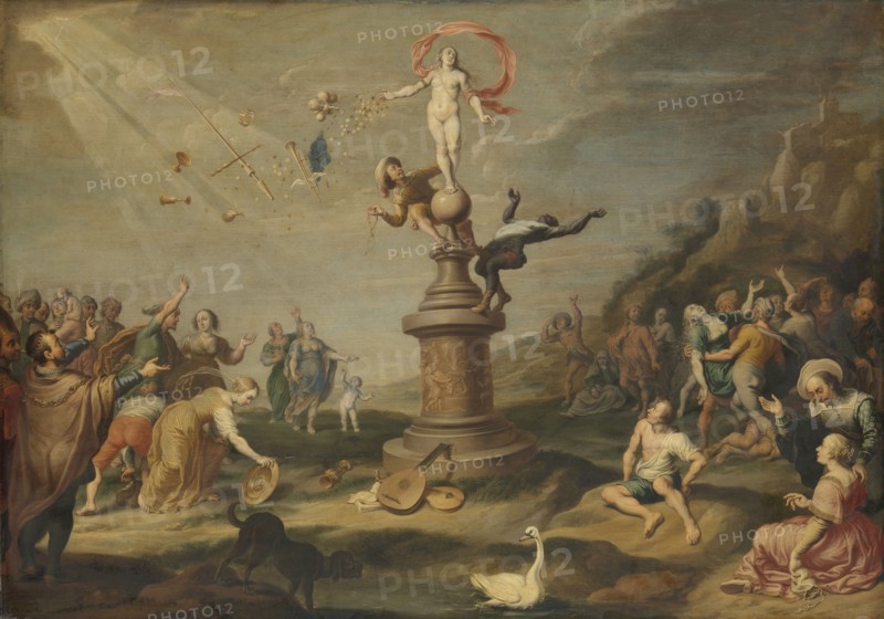 Fortuna distributing her largesse, attributed to Cornelis de Baellieur (I), 1617 - 1671
