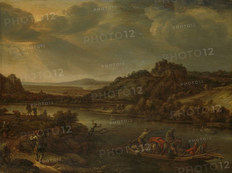 River view with ferry, Herman Saftleven, 1655