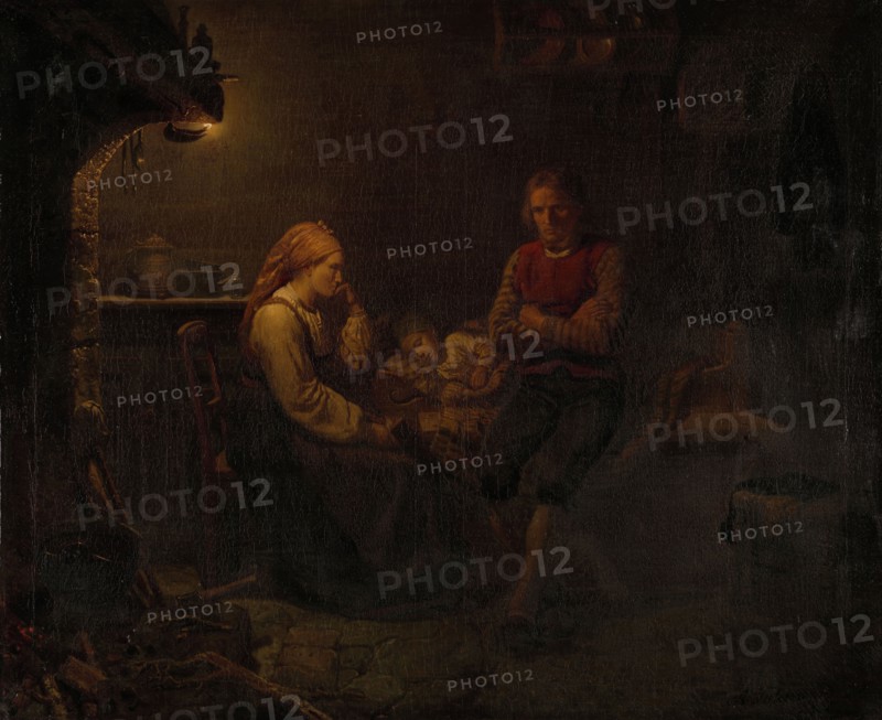 The ill child, Adolph Tidemand, 1851