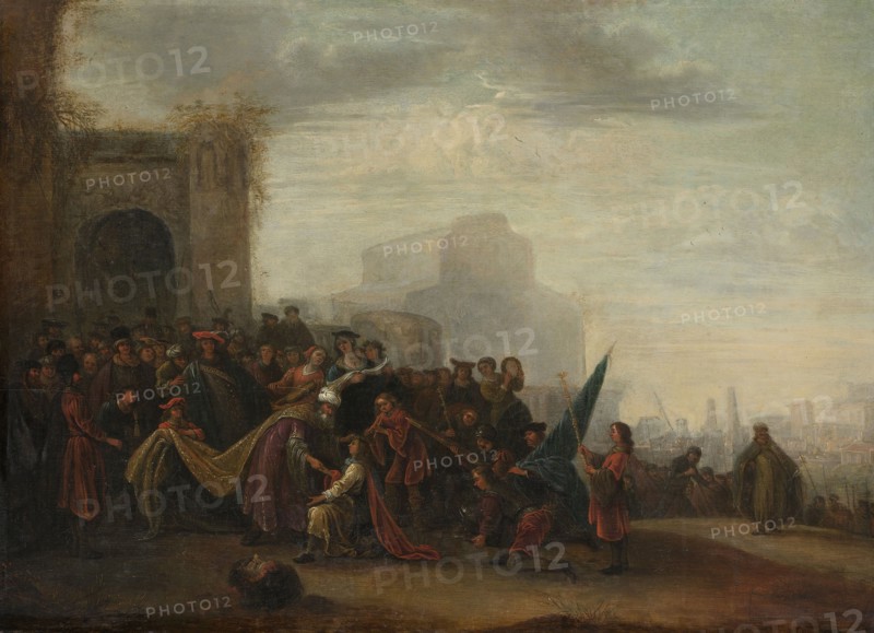 Saul Welcoming David after his Victory over Goliath, Gerrit de Wet, 1640