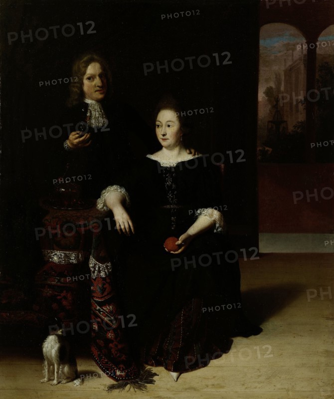 Portrait of a Woman and a Man in an Interior, Matthias Wulfraet, 1694