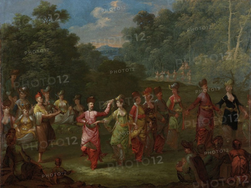Greek Men and Women Dancing the Khorra, Jean Baptiste Vanmour, c. 1720 - c. 1737