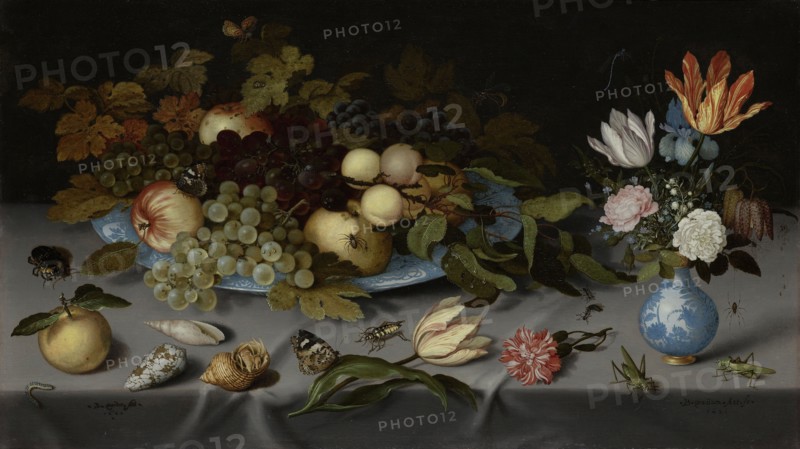 Still Life with Fruit and Flowers, Balthasar van der Ast, 1620 - 1621