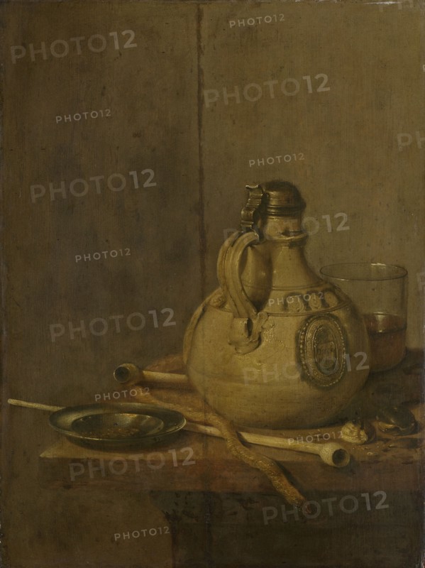 Still Life with Stoneware Jug and Pipes, Jan Jansz. Treck, 1647