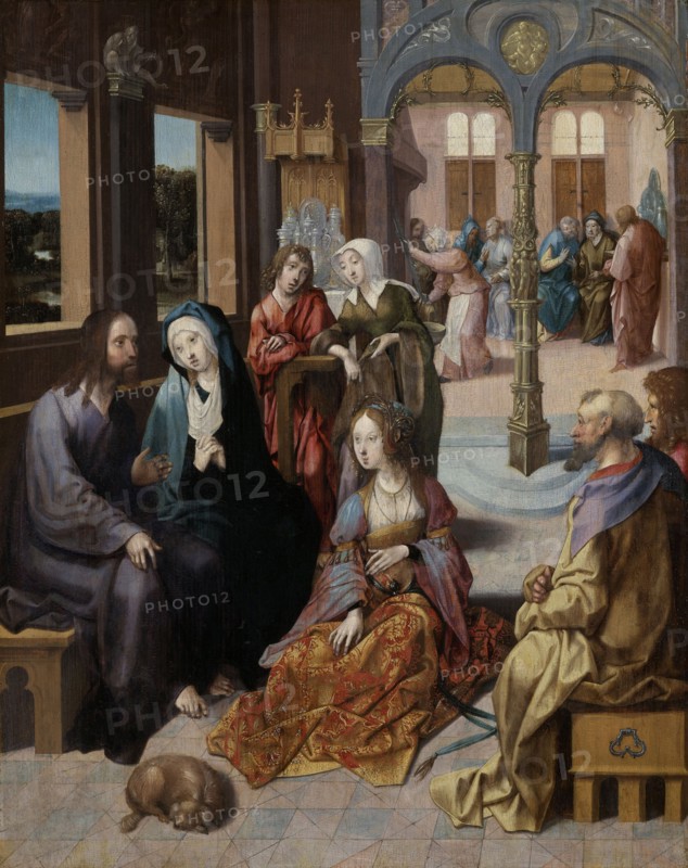 Christâ€ôs Second Visit to the House of Mary and Martha, Cornelis Engebrechtsz, c. 1515 - c. 1520