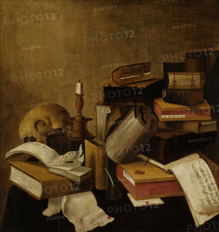 Vanitas Still Life with Books, Anonymous, 1633