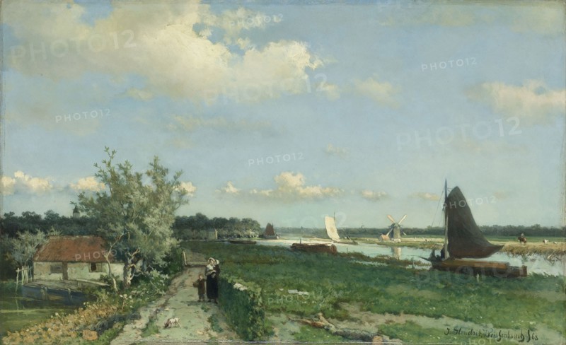 The Trekvliet Shipping Canal near Rijswijk, known as the View near the Geest Bridge, The Netherlands, Johan Hendrik Weissenbruch, 1868