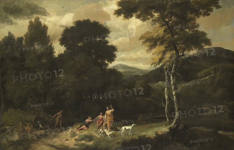 Landscape with Hunters, Jacob Esselens, 1660 - 1687