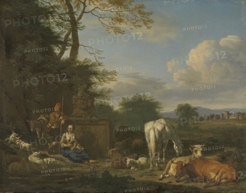 Arcadian Landscape with resting Shepherds and Animals, Adriaen van de Velde, 1664