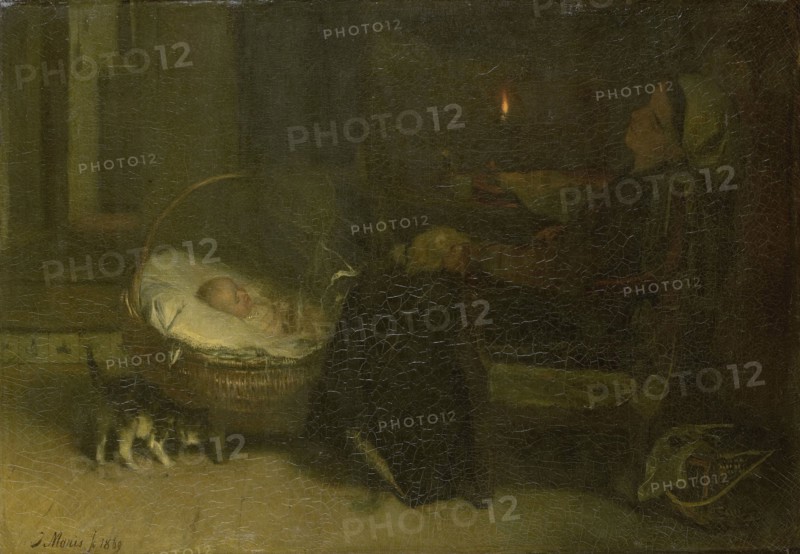 Tired Out (Mother Watched), Jacob Maris, 1869