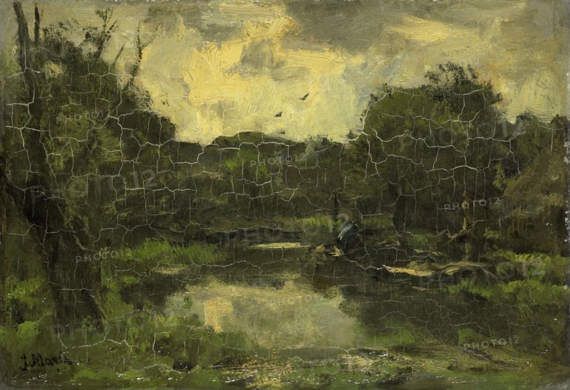 Landscape with barge, Jacob Maris, c. 1886