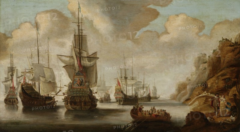 A French Squadron near a Rocky Coast, Jacob Adriaensz. Bellevois, 1640 - 1676