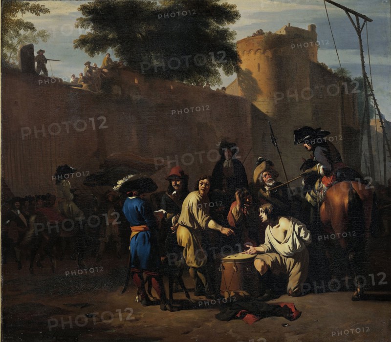 Dice Game at the Gallows, Jan van Huchtenburg, 1680 - 1720