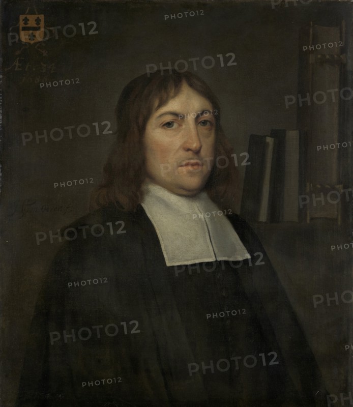 Portrait of Barend Hakvoort (1652-1735), bookseller, church reader and catechism master in Zwolle, The Netherlands, Hendrick ten Oever, 1686