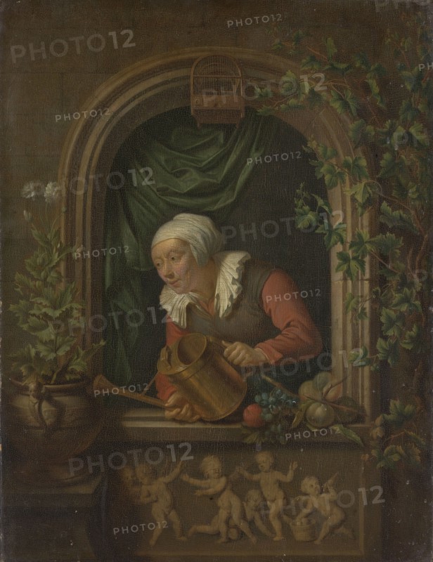 Woman Watering a Plant, Louis de Moni, 1720 - 1771