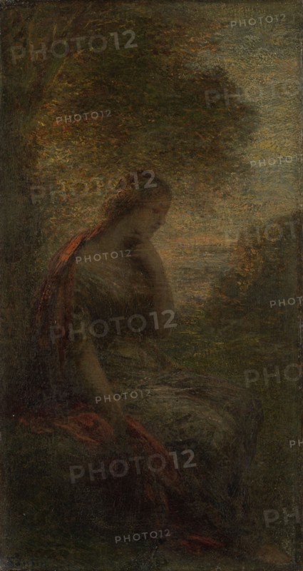 Young woman under a tree at sunset, called Autumn, Henri Fantin-Latour, 1855 - 1900