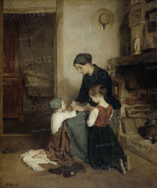 The evening prayer, Pierre Edouard FrÃ¨re, 1857