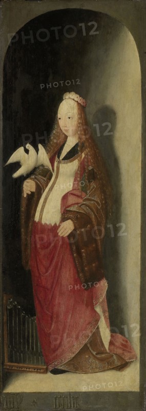 Saint Cecilia, right wing of a triptych, attributed to Master of the Brunswick Diptych, 1490 - 1500