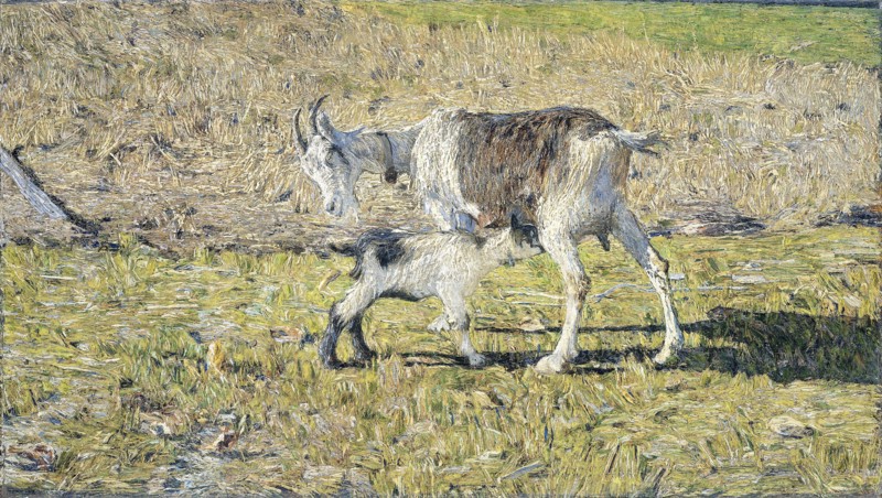 A Goat with her Kid, Giovanni Segantini, Italian painter, 1890