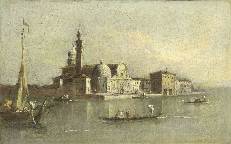 View of the Isola di San Michele in Venice Italy, attributed to Giacomo Guardi, 1774 - 1835