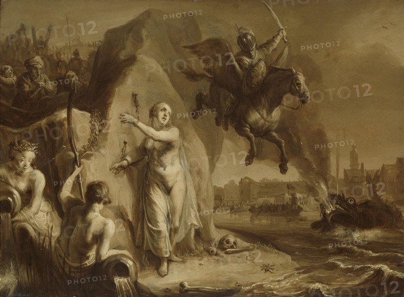 Perseus and Andromeda. Allegory of the liberation of the Netherlands by Prince Frederik Hendrik, attributed to Pieter Symonsz. Potter, 1642