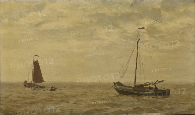 Seascape with fishing boats, Willem Bastiaan Tholen, 1910