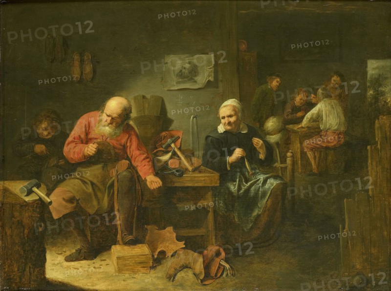 A Shoemaker's Workshop, David Rijckaert (III), 1640 - 1660